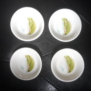 Rare St. Dalfour set of 4 ceramic plates butter pat jam dishes bowls